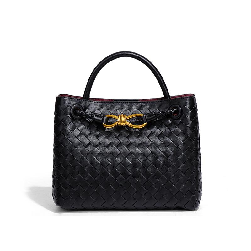 

Handheld Women s Bag, Bow Handwoven Bag, High Texture Casual Large Capacity Single Shoulder Bag Without Logo чорний