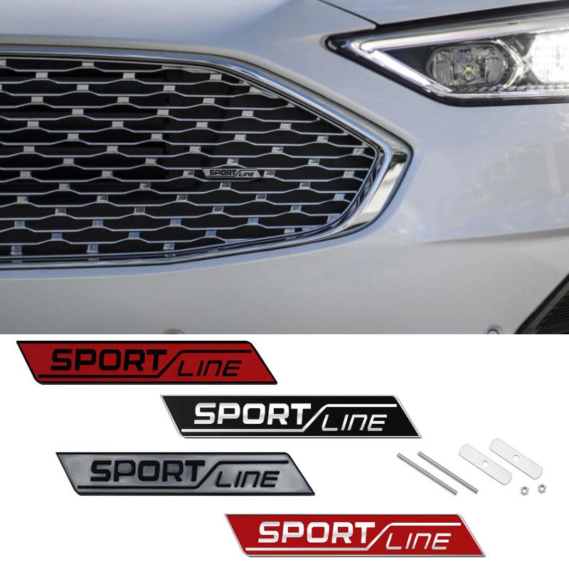 JBIW9 Metal Sport Line Grille Sticker Car Rear Trunk Body Emblem Badge for Skoda Yeti Octavia Superb Fabia Kamiq Karoq Kodiaq Rapid