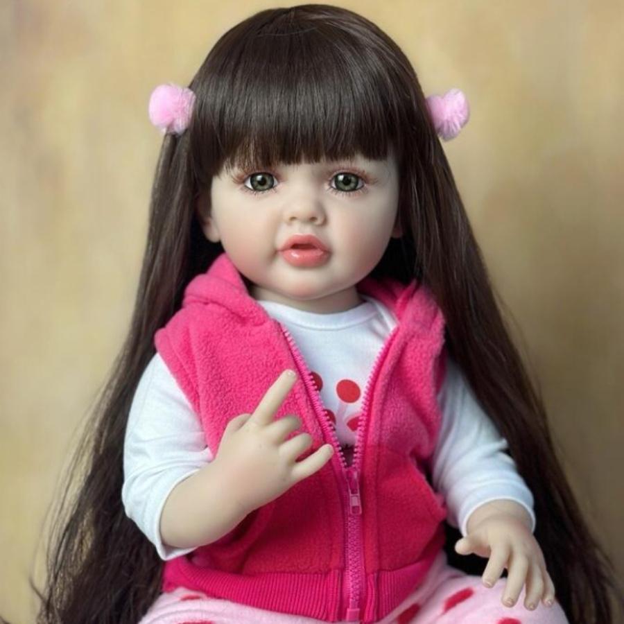 BZDOLL 55cm 22inch Full Body Vinyl Reborn Baby Doll Lifelike Newborn Bebe Girl Birthday Gift Lovely Bath Toy