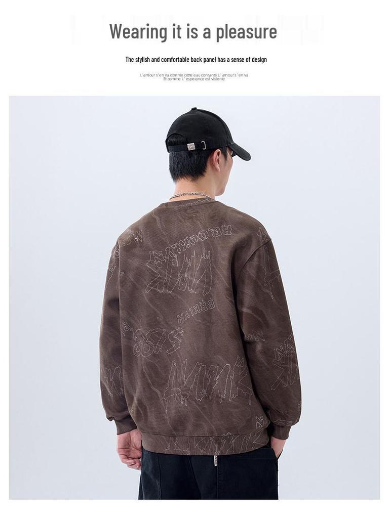 2024 Autumn Men’s Luxury Trendy Long Sleeve Round Neck Plus Size Hoodie