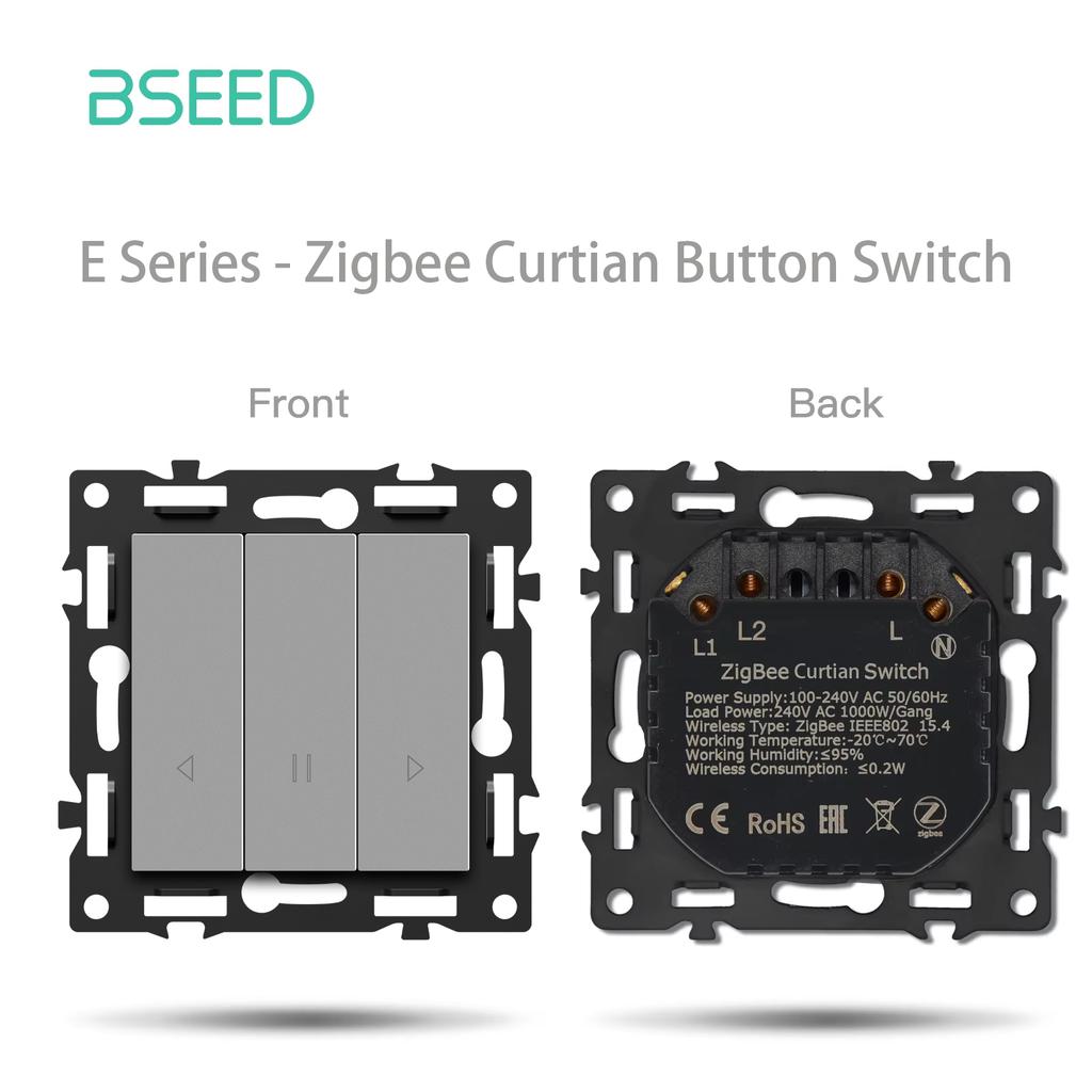 BSEED Chytré mechanické tlačítkové spínače Zigbee Funkční díly Ovládání Tuya Alexa Části EU zásuvek Skleněné panely DIY příslušenství