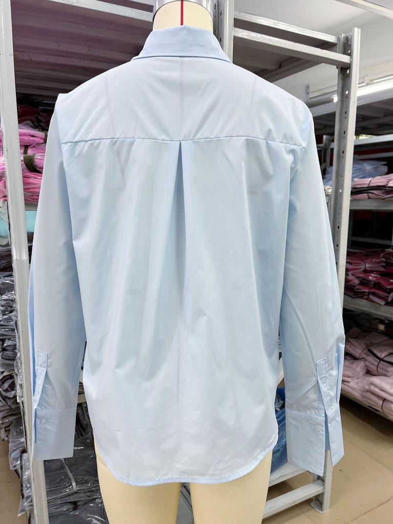 2026 Spring/Summer Women's Blue Long Sleeve Loose Cardigan Top