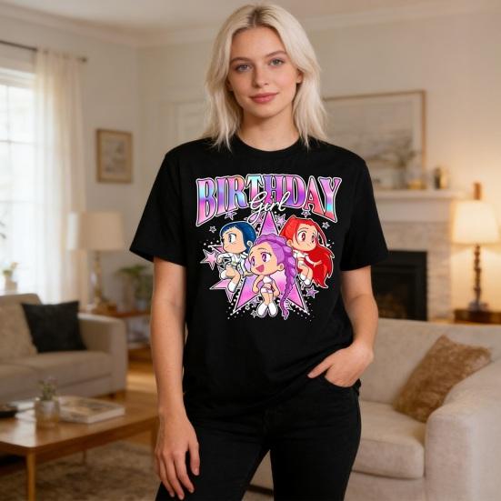Tee Shirt Round Neck Short Sleeve Cartoon Anime Pattern Women T-shirt Loose Fit Breathable Casual Blouse Daily Wear
