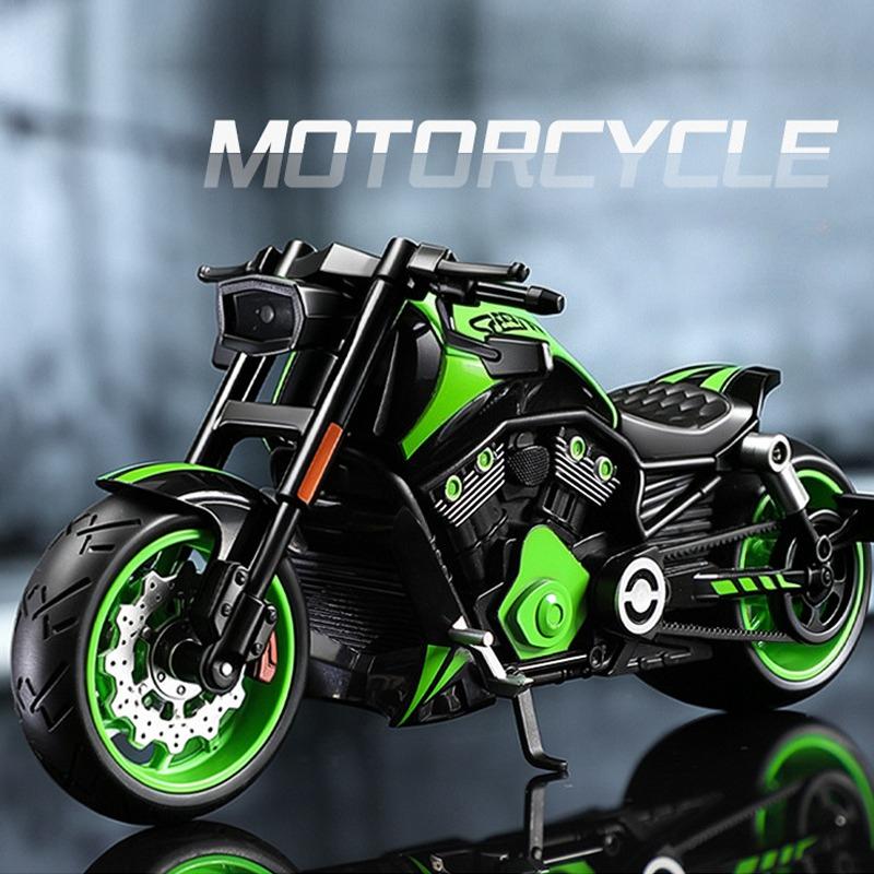 Simulation 1/10 Alloy Har Vintage Motorcycle Model with Sound and Light Diecast Toy Motorbike Collection Miniature Voiture