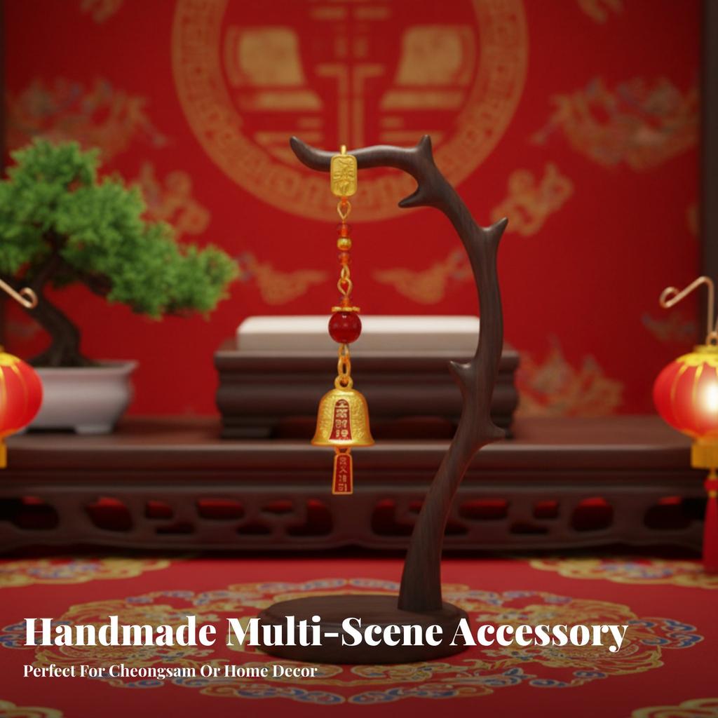 Five Fortune Gods Cheongsam Brooch, Cloisonné Oil Drip chime charm, auspicious Wealth hanging accessory