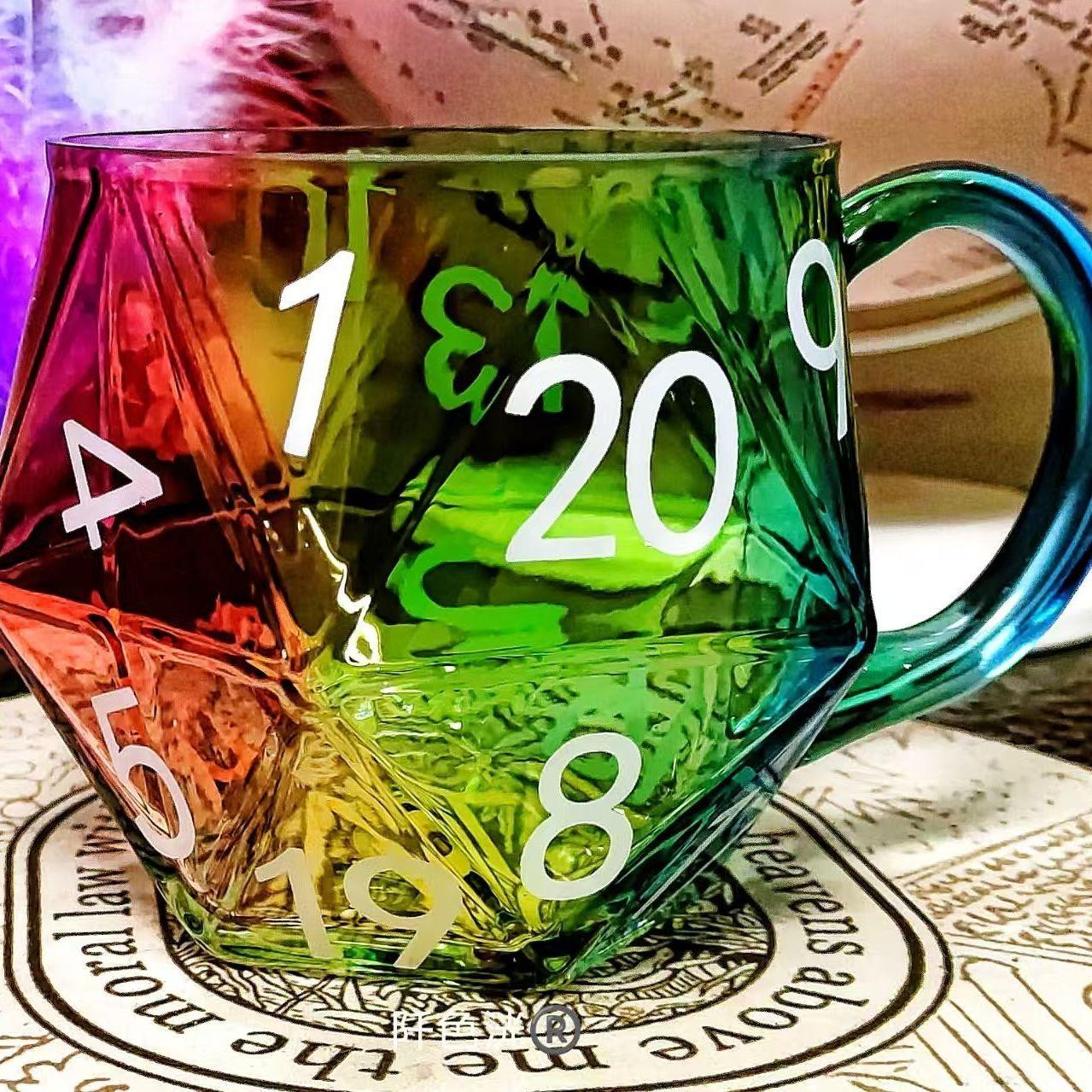 

Painted explosive rainbow dice glass cup modeling fun high value glass water cup coffee cup