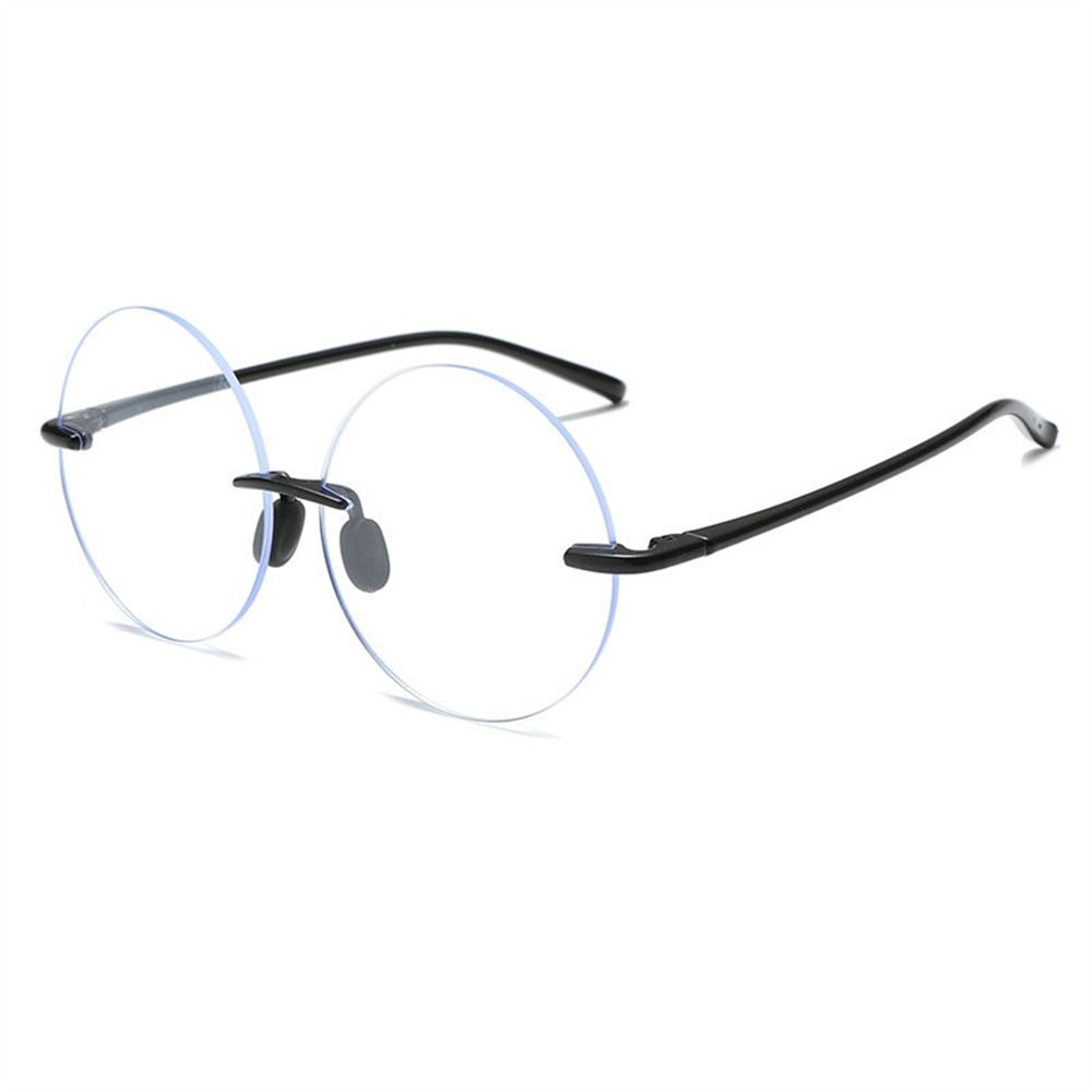 Diamond Cut Rimless Anti-Uv Blue Rays Glasses Round Frame Ultralight Computer Goggles High-Definition Flat Mirror Eyewear