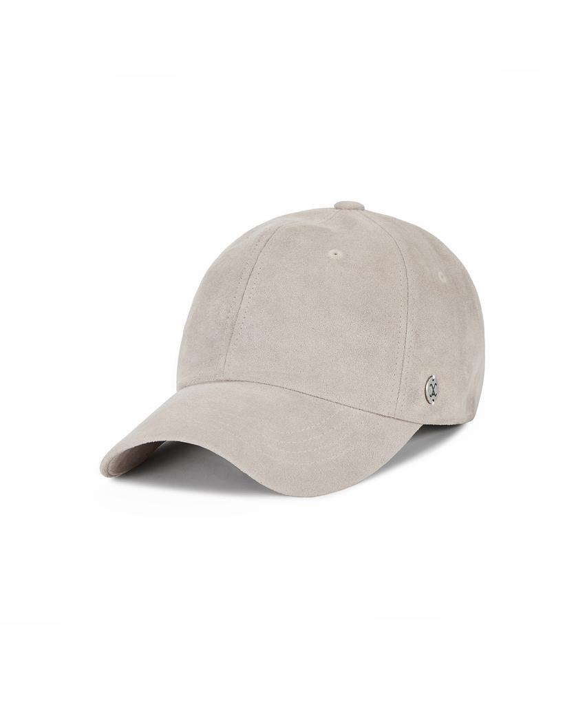 Bajal Va Curved Oval Metallic Suede Ball Cap Stone Beige