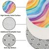 Rainbow-colored waves Flannel-printed round floor mats are slip-resistant Suitable living room bedroom terrace garden carpets