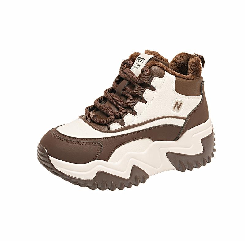 

Winter new velvet inner heightening shoes women s new winter thick-soled Northeast snow thick-soled cotton shoes 40 бежевий