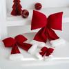 Plush Christmas Bow Knot Hanging Ornaments DIY Xmas Tree Decorations Holiday Home Party Baubles Pendant Christmas Bows