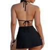 Women Plus Size Bikini Top with Skirted Bottom and Thong Three Piece Swimwear Set