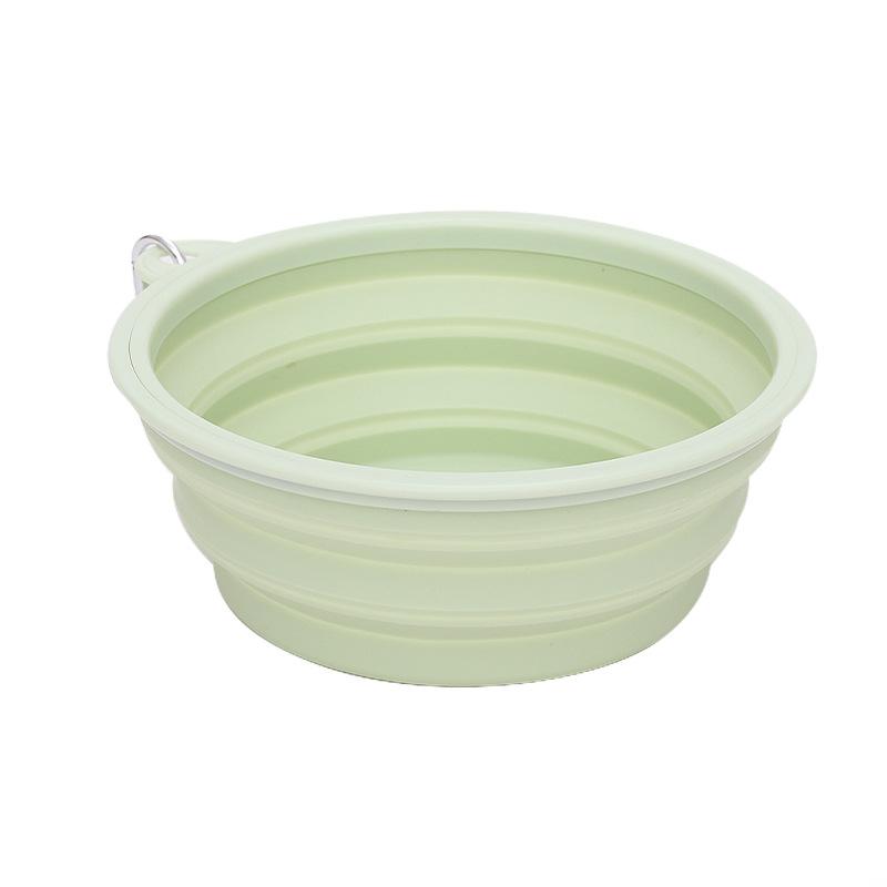 

Dog Pet Folding Silicone Bowl Outdoor Travel Foldable Portable Cat Food Water Container Feeding Tray Bowl Pet Supplies S-350ML зелёный