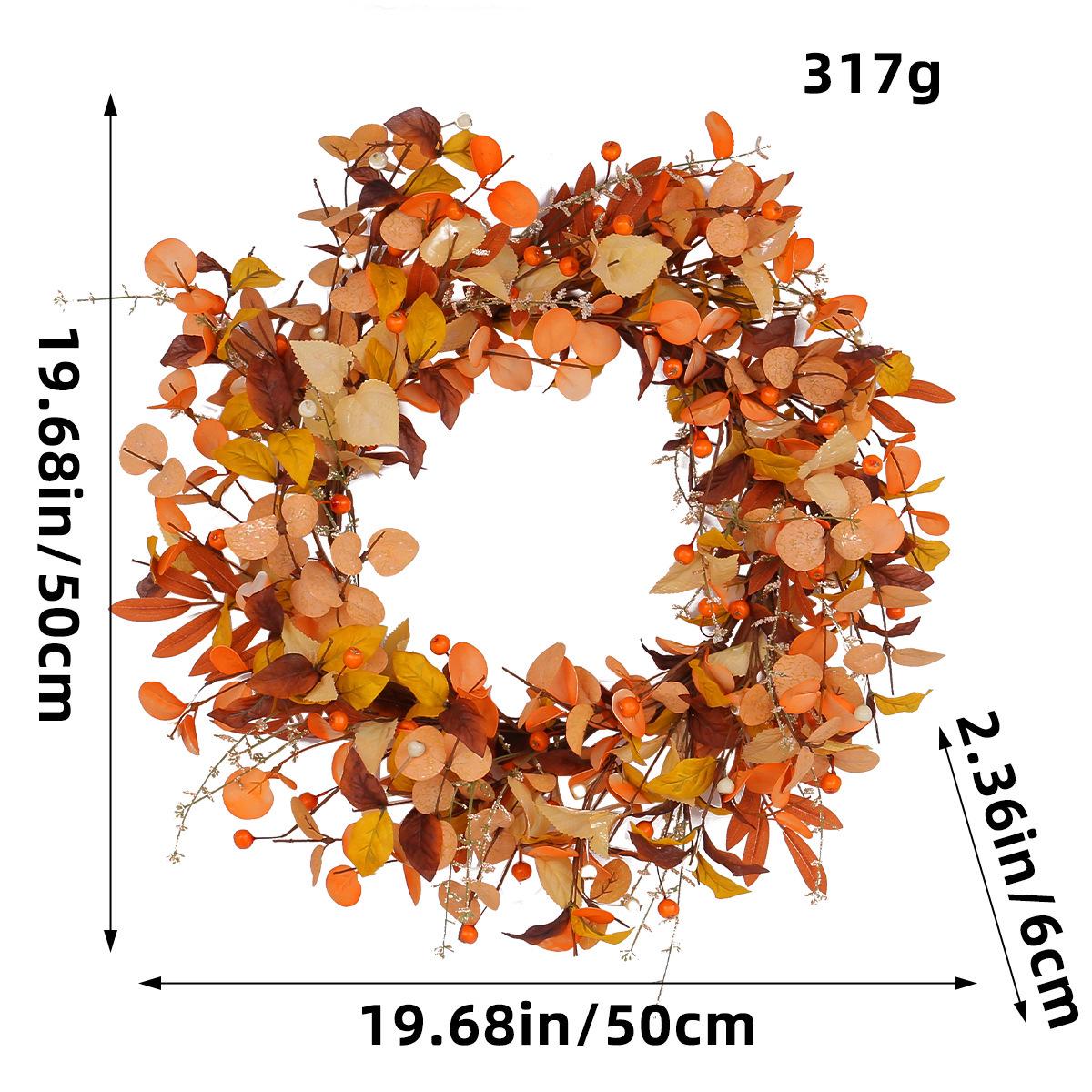 Autumn Leaves Wreath Hanging Ornament for Harvest Festival and Party Decorations