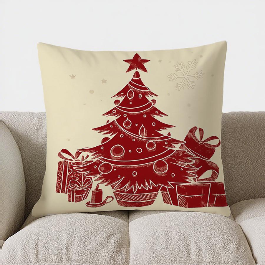 Home Decor Deer & Snowflakes Christmas Throw Pillow Cover Pattern Cushion Cover Suitable For Sofa Bedroom Car Pillow Cover
