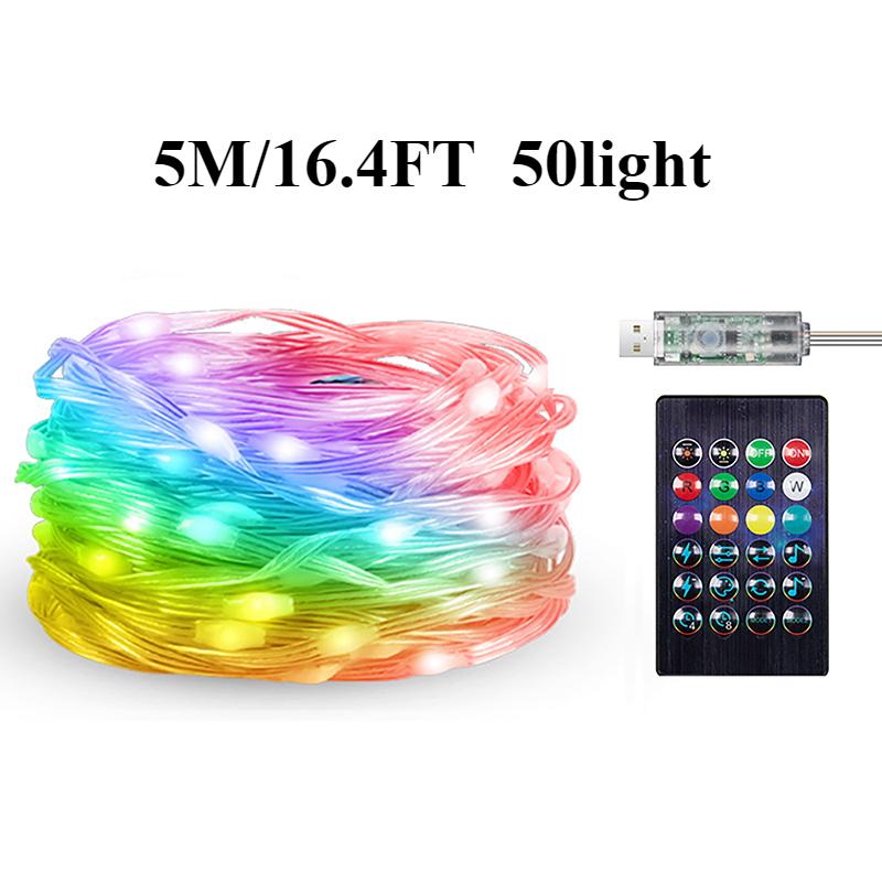 

Guirnalda de luces LED USB música Durable and waterproof Cadena de luz LED RGB IC con Bluetooth USB 5V música decoración del hog