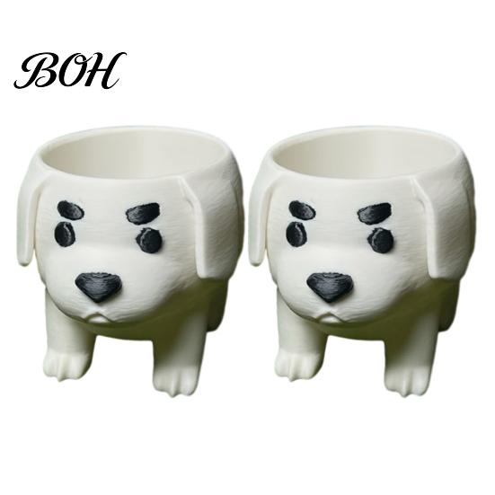 Healing Desk Decor 2 Pcs Dog Planter Pot, Funny 3D Printed Animal Planter, Cute Puppy Flower Pot for Home Office Indoor Outdoor Compact Holder