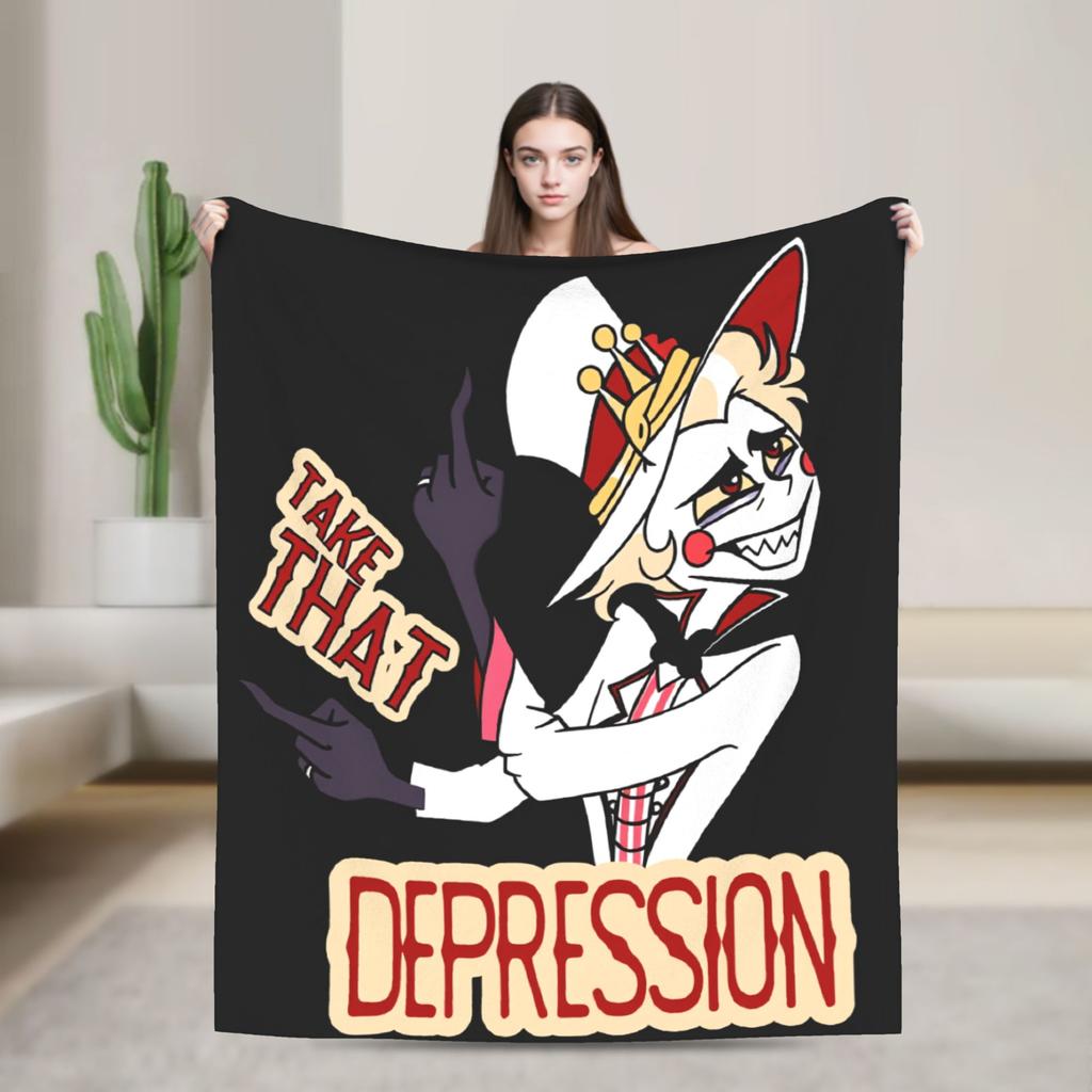 Hazbins Hotels Coperta Peluche Lucifer Biancheria da Letto in Flanella per Studenti Coperte per Arredo Casa Calde Qualità Personalizzata Copriletto Compleanno