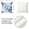 2D Flat Printing Blue Butterfly and Rose Pattern Decorative Cushions Polyester Pillowcase, Sofa Decorative Cushion Cov