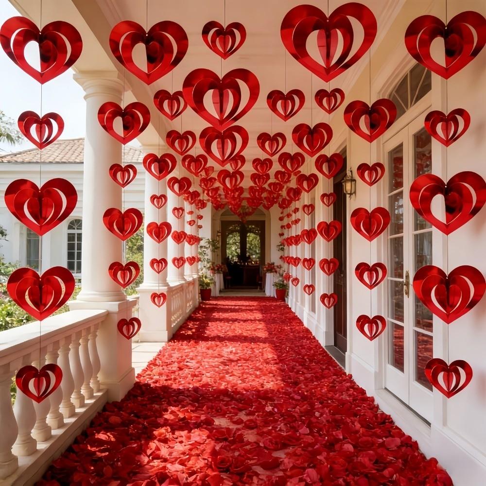 Romantic Valentine's Day Love Pulling Wedding Love Flower Hanging Curtain  Anniversary