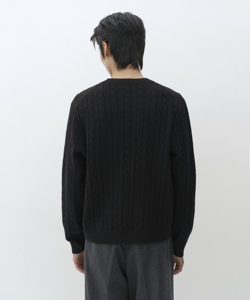MUSINSA STANDARD [Victoria Wool] Cable Crew Neck Knit [Black]