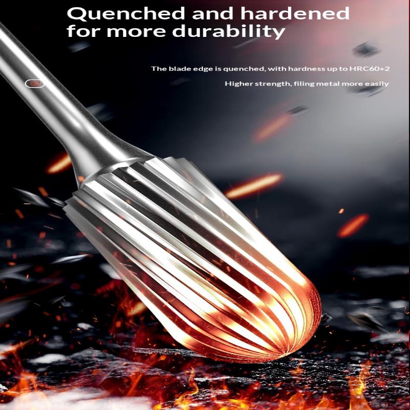 Tungsten Carbide Rotary File Burr Style C Ball Nose Cylinder 6Mm 1/4 Shank Mould Carving Tools Single Cut Milling Cutter