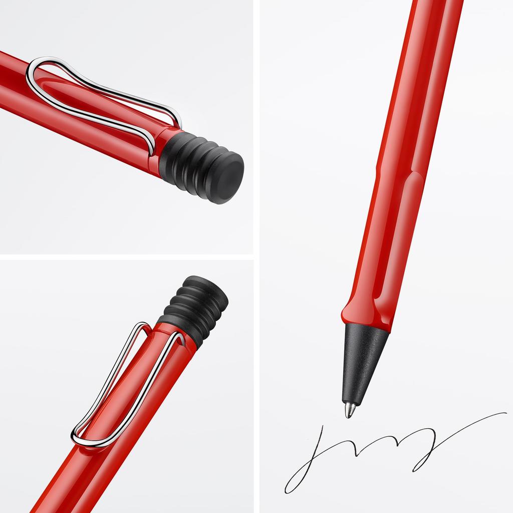 LAMY Safari Red Ballpoint Pen Ergonomic Medium Line Width Comfortable for Long Writing Times Made from Durable ASA Plastic Includes LAMY M 16 Refill -