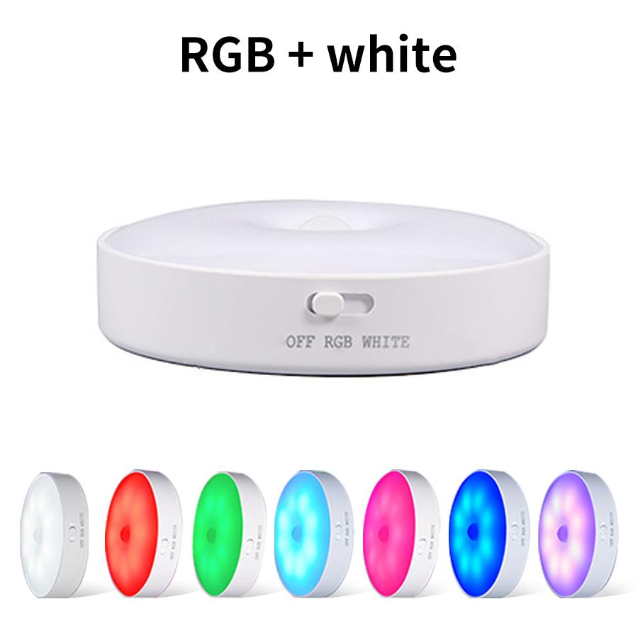 Motion Sensor LED Night Light Rechargeable RGB Night Lamp for Kitchen Closet Staircase Wardrobe Backlight Wireless Cabinet Light