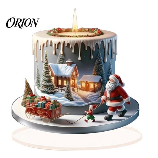 Shatterproof Christmas Ornaments Apple Lollipop 2D Acrylic Figurine, Ornament with Santa Snow Gift for Friends Scene Inside, Tabletop Decor