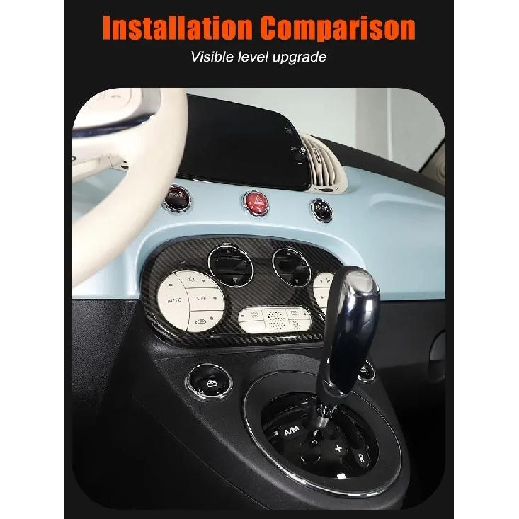 Für Fiat 500 2016-2024 ABS Kohlefaser Auto Klimaanlagen-Einstellschalter Knopf Rahmen Abdeckung Innenraum Auto Zubehör