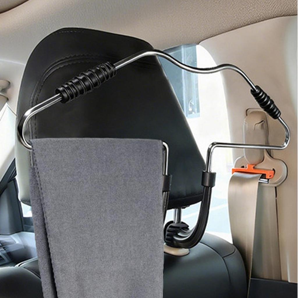 Car Seat Coat Hanger Stainless Steel Telescopic Adjustable Auto Organizer Auto Coat Hanger for Travel Road Trip Driving Summer