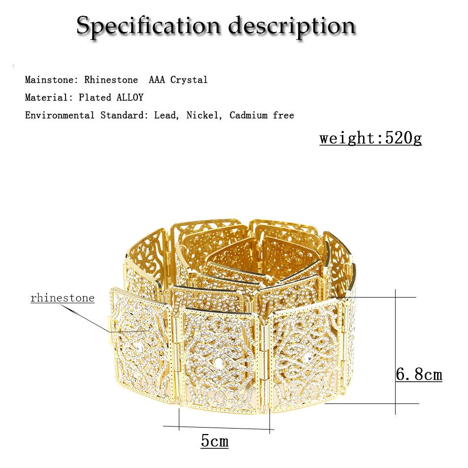 Goldfarbener schicker Kristallgürtel für Frauen, Braut, Hochzeitskleid, Metall-Taillenkettengürtel