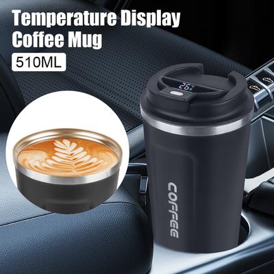 Temperature Display Thermo Cafe 510ML Leak_Proof Travel Thermo Cup Coffee Mug Thermal Mug for Tea Water Coffee Car Thermos Mug