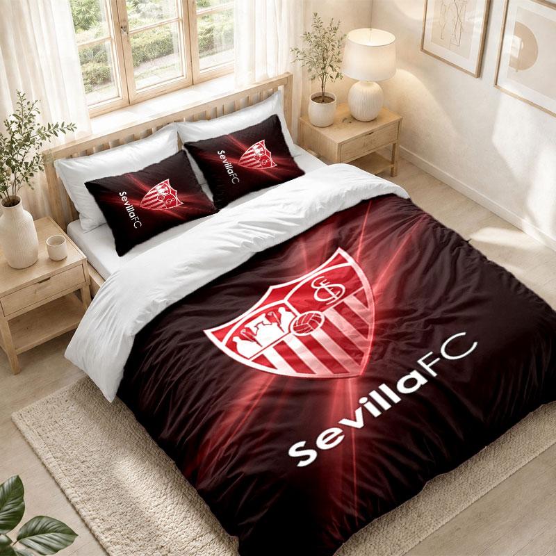 Bedding Set 1 Duvet Cover 2 Pillowcases Sevilla FC Print Bedroom Home Decoration
