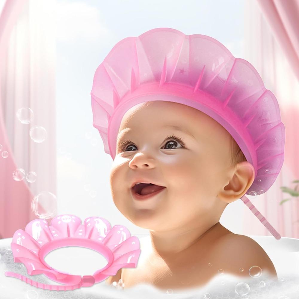 Soft Shower Cap Adjustable Keep Water Out of Eyes & Ears Silicone Toddler Bath Visor Head Circumference 12.5"-19"