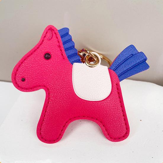 Portachiavi Ciondolo Forma di Cavallo Cartone Animato Portachiavi Portacarte Controllo Accessi Pelle Sintetica Borsa