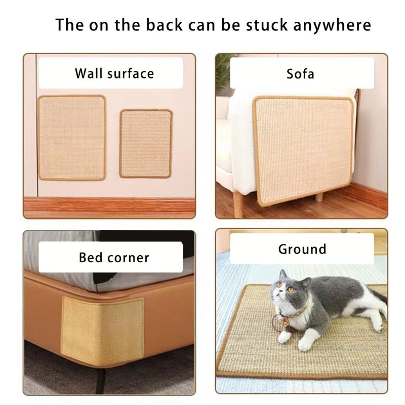 Texture Cats Scratching Pad for Indoor Cats Wall Mounted Sisal Pad Furniture Couch Bed Protect Natural Scrather Mats