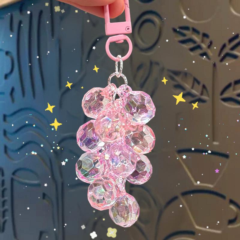 Charming Transparent Acrylic Grape Cluster Keychain - Women's Handbag Accessory & Small Gift