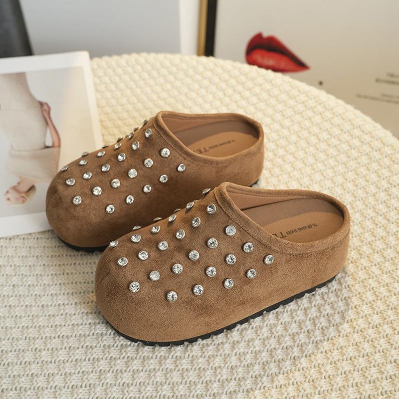 Thick-soled inner height increase Birkenstocks women's shoes new spring ugly cute single shoes bag head half slippers outer wear