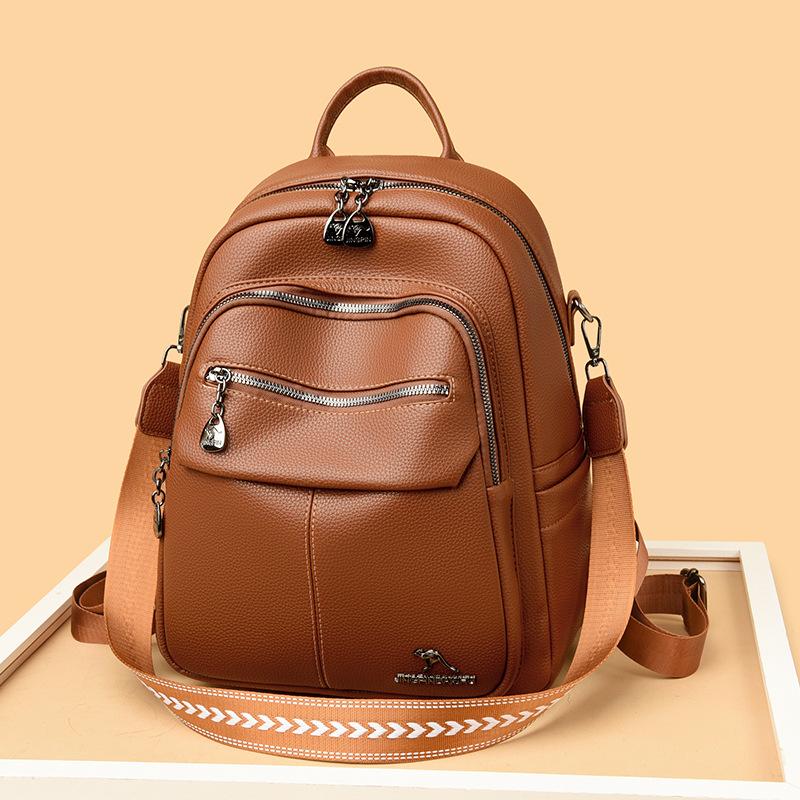 Mochila para Mujer Nueva Mochila Casual de Viaje Moderna Textura de Cuero Suave Mochila para Estudiante Bolso de Hombro Multicapa