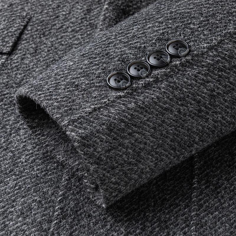 FAPAI Men's Merino Wool Blend Mid-Length Winter Coat