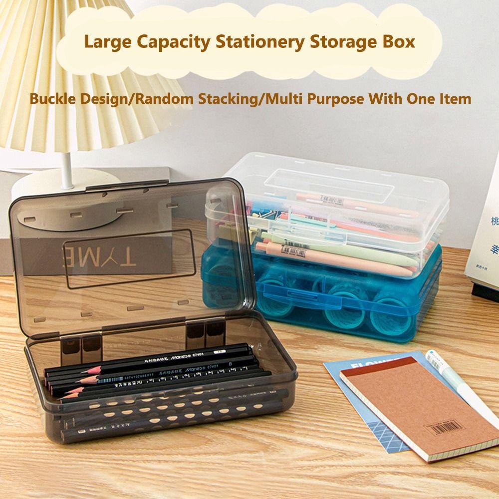 Large Capacity Pen Box Transparent Marke Pen Organizer High Quality Stationery Storage Box Gift