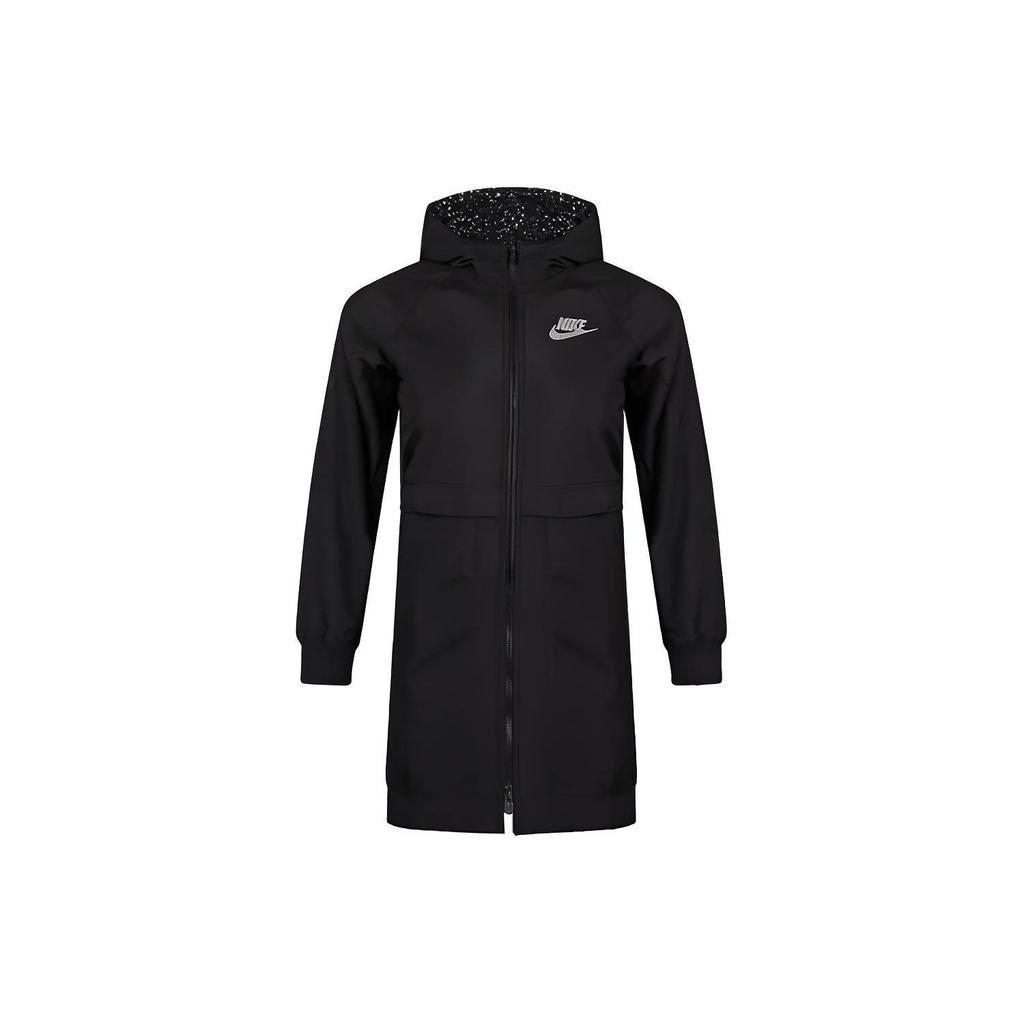 Nike Sportovní bunda střední délky s kapucí a fleecovou podšívkou Dětské svrchní oblečení Černá BV3058-010