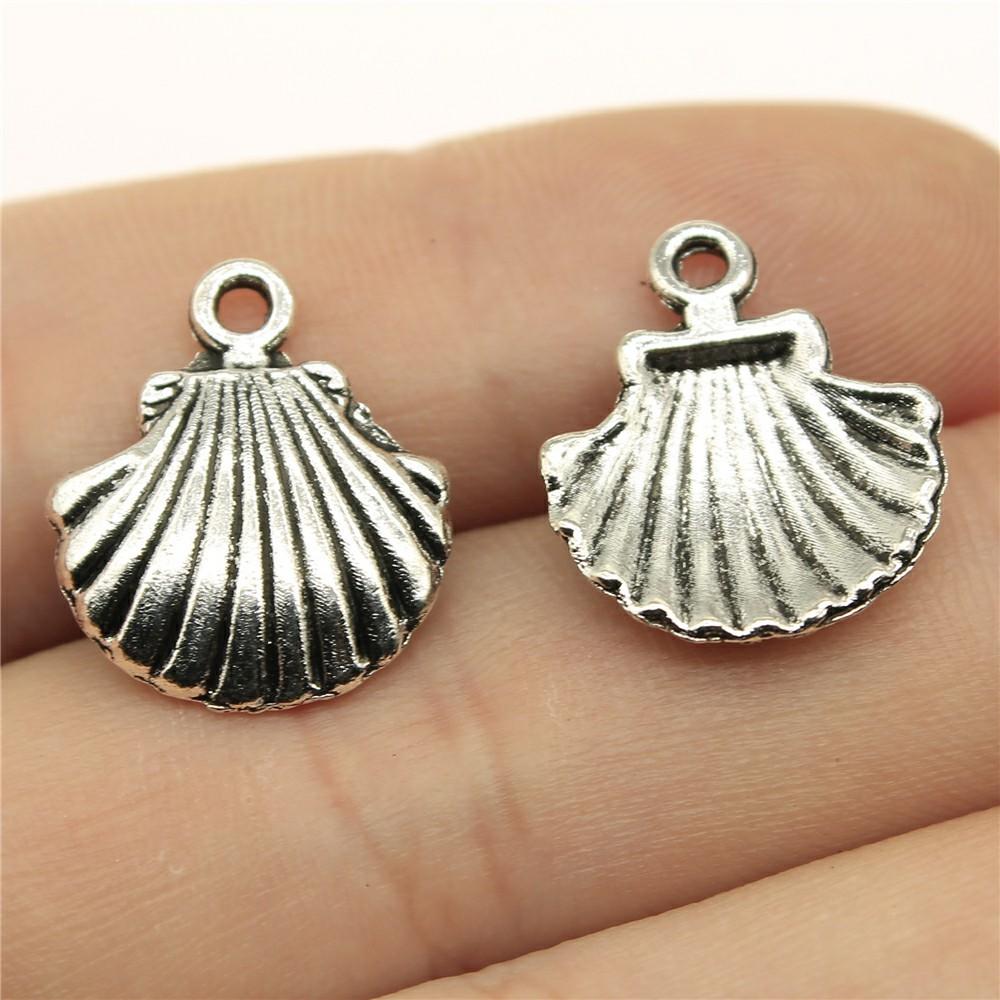 20pcs Shell Charms Antique Silver Color Sea Shell Pendant Charms Shell Charms For Jewelry Making DIY Craft