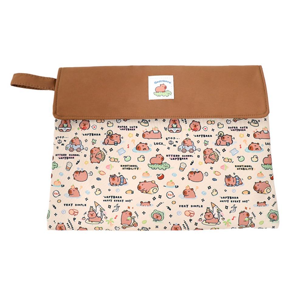 Multifunction Capybara File Bag Washable Fabric Cartoon Paper Storage Bag  Makeup Bags