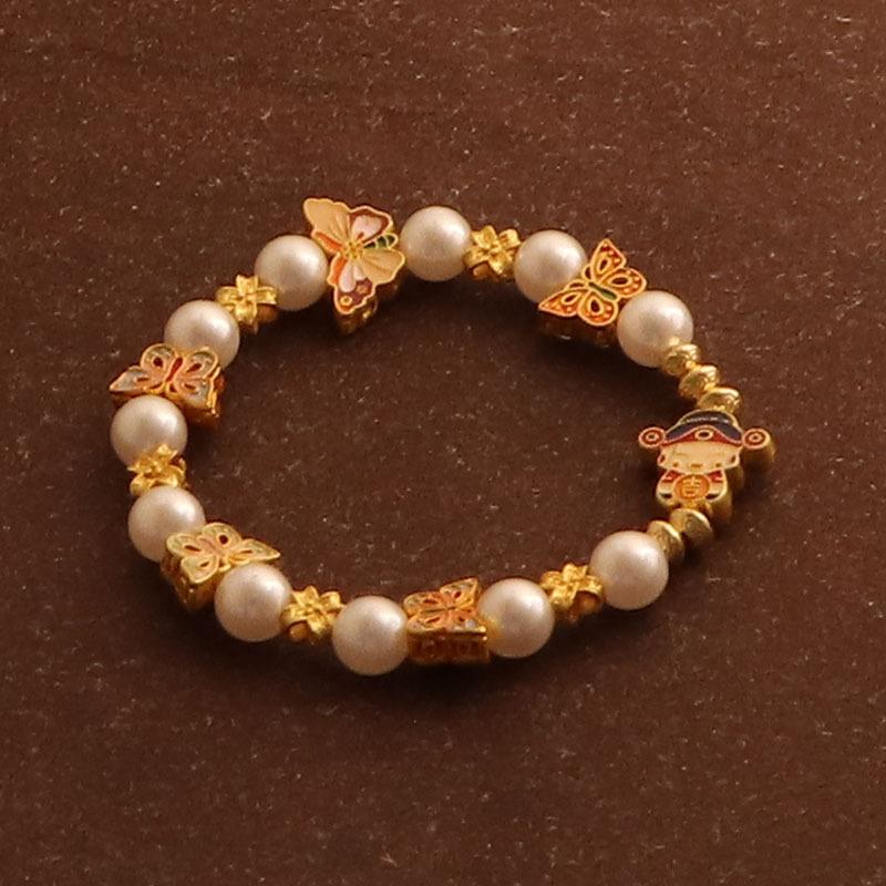 Butterfly Bead God of Wealth Bracelet Pearl Bracelet Exquisite Chinese Style Girlfriend Gift Hand Jewelry