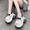 Fashion Women Leisure Chunky Platform Sandals Peep Toe High Heels New Gladiator Slippers Woman Trendy Summer Leather Beach Sandals 8.5CM