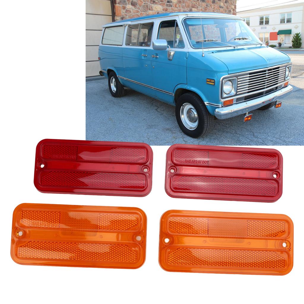 Front Rear Side Marker Light Set 0849‑520 Indicator Lamp Set Replacement for   G‑Series Van 1968‑1972