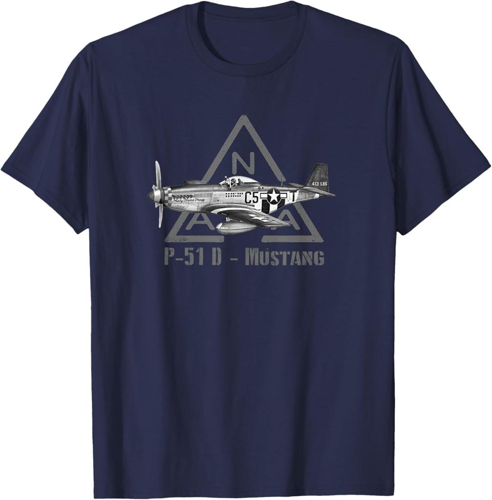 North American P51 Mustang Fighter TShirt 100 Cotton ONeck Short Sleeve Summer Casual Mens Tshirt Streetwear