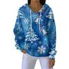Women's Loose Comfortable Casual Fashion V-Neck Christmas Print Long Sleeve Hoodie